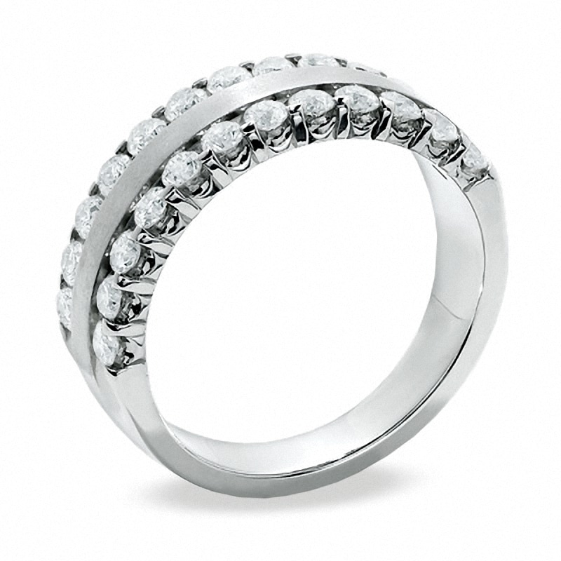 Main Image 2 of Previously Owned - 1 CT. T.W. Diamond Two Row Band in 14K White Gold