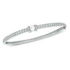 Thumbnail Image 0 of Previously Owned - 5.5 - 6.0mm Cultured Freshwater Pearl and Lab-Created White Sapphire  Bangle in Sterling Silver - 7.25"
