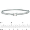 Thumbnail Image 1 of Previously Owned - 5.5 - 6.0mm Cultured Freshwater Pearl and Lab-Created White Sapphire  Bangle in Sterling Silver - 7.25"