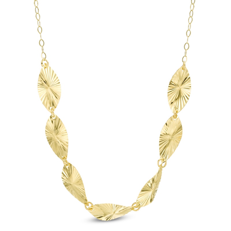 Main Image 1 of Previously Owned - Curved Marquise Disc Necklace in 10K Gold