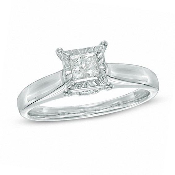 Previously Owned - 1/2 CT. T.w. Princess-Cut Diamond Engagement Ring in 10K White Gold