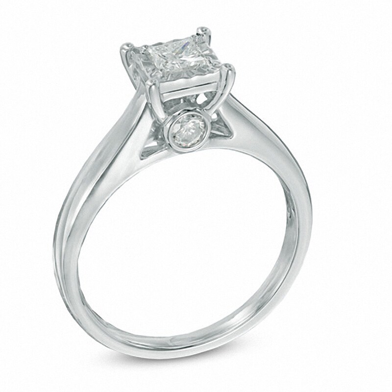 Main Image 2 of Previously Owned - 1/2 CT. T.W. Princess-Cut Diamond Engagement Ring in 10K White Gold
