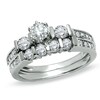 Thumbnail Image 1 of Previously Owned - 1 CT. T.W. Diamond Three Stone Bridal Set in 14K White Gold