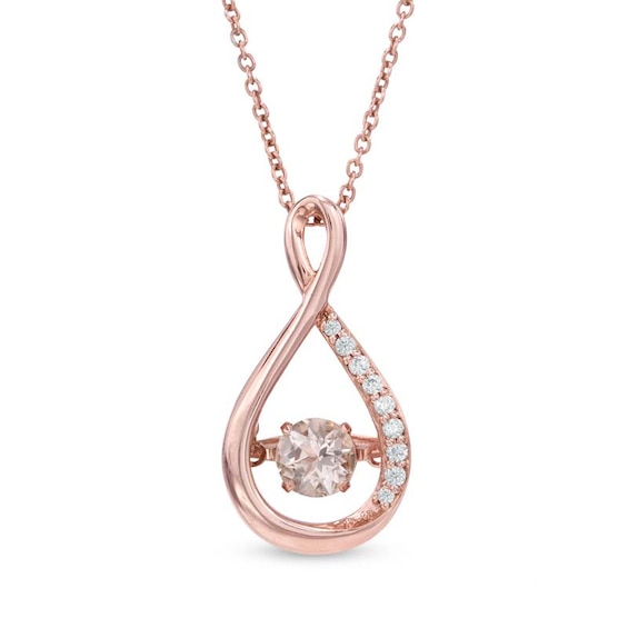 Previously Owned - Morganite and Lab-Created White Sapphire Pendant in Sterling Silver
