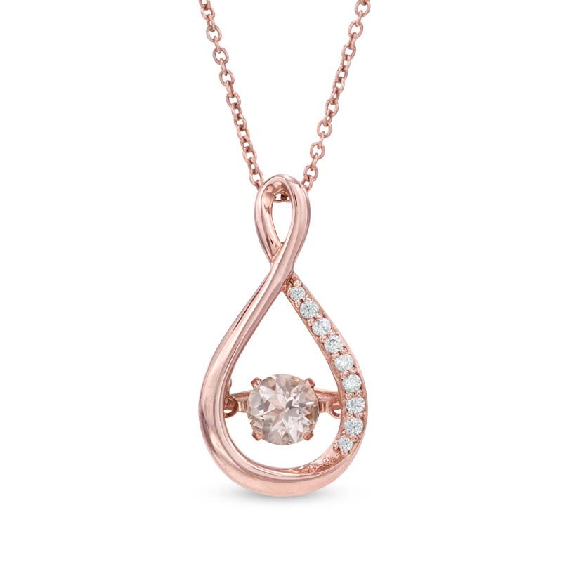 Main Image 1 of Previously Owned - Morganite and Lab-Created White Sapphire Pendant in Sterling Silver
