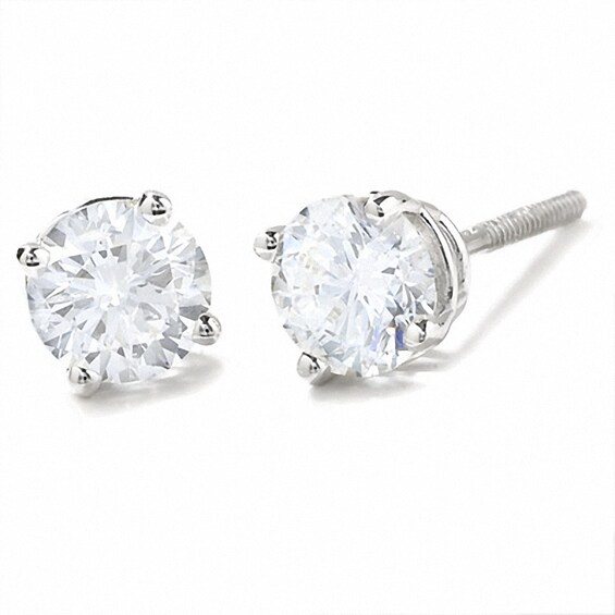 Previously Owned - 3/4 CT. T.w. Diamond Solitaire Earrings in 14K White Gold