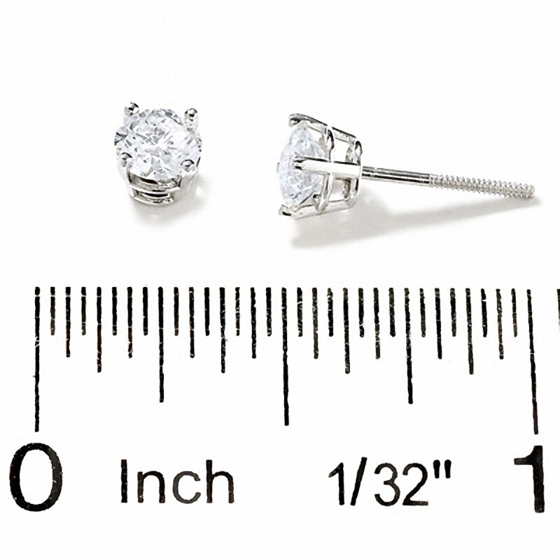 Main Image 2 of Previously Owned - 3/4 CT. T.W. Diamond Solitaire Earrings in 14K White Gold