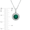 Thumbnail Image 3 of Previously Owned - Lab-Created Emerald and White Sapphire Frame Pendant and Stud Earrings Set in Sterling Silver