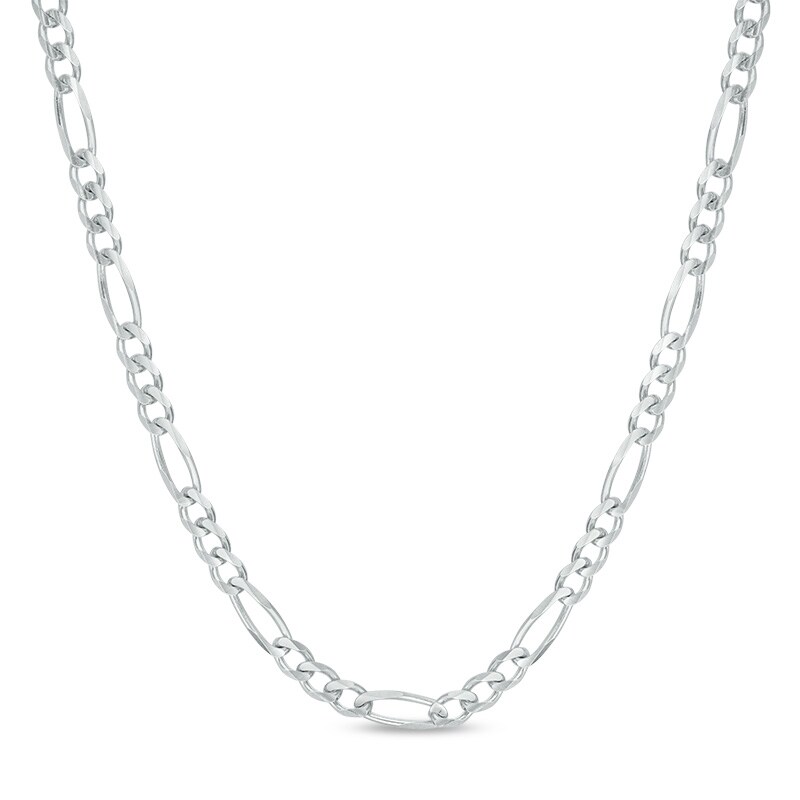 Main Image 1 of Previously Owned - Men's 3.0mm Figaro Chain Necklace in 14K White Gold - 24"