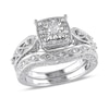 Thumbnail Image 1 of Previously Owned - 1/5 CT. T.W. Diamond Cascading Bridal Set in Sterling Silver