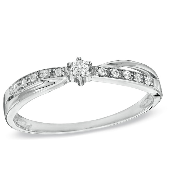 Previously Owned - 1/15 CT. T.w. Diamond Accent Criss-Cross Promise Ring in 10K White Gold