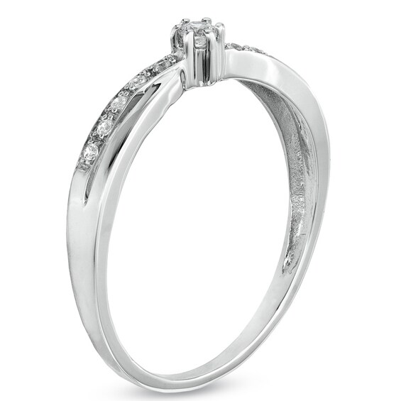Previously Owned - 1/15 CT. T.w. Diamond Accent Criss-Cross Promise Ring in 10K White Gold