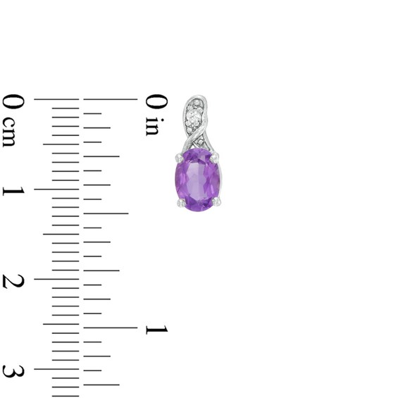 Previously Owned - Oval Amethyst and Lab-Created White Sapphire Pendant, Earrings and Ring Set in Sterling Silver