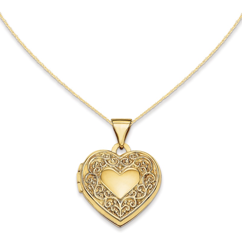 Main Image 1 of Previously Owned - Heart Scroll Locket in 14K Gold