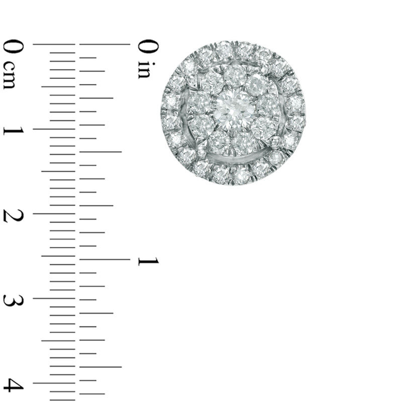 Main Image 2 of Previously Owned - 1/2 CT. T.W. Diamond Double Frame Stud Earrings in 10K White Gold