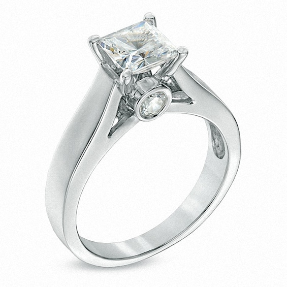 Previously Owned - 1-1/5 CT. T.w. Princess-Cut Diamond Engagement Ring in 14K White Gold (J/I2)