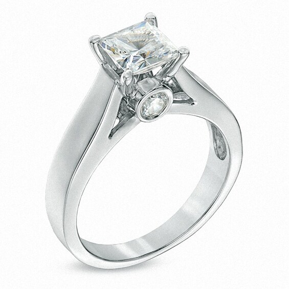 Previously Owned - 1-1/5 CT. T.w. Princess-Cut Diamond Engagement Ring in 14K White Gold (J/I2)