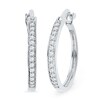 Thumbnail Image 1 of Previously Owned - 1/5 CT. T.W. Diamond Hoop Earrings in Sterling Silver