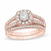 Thumbnail Image 0 of Previously Owned - 1 CT. T.W. Diamond Frame Split Shank Bridal Set in 14K Rose Gold