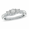 Thumbnail Image 1 of Previously Owned - 1/2 CT. T.W. Diamond LOVE Three Stone Engagement Ring in 10K White Gold