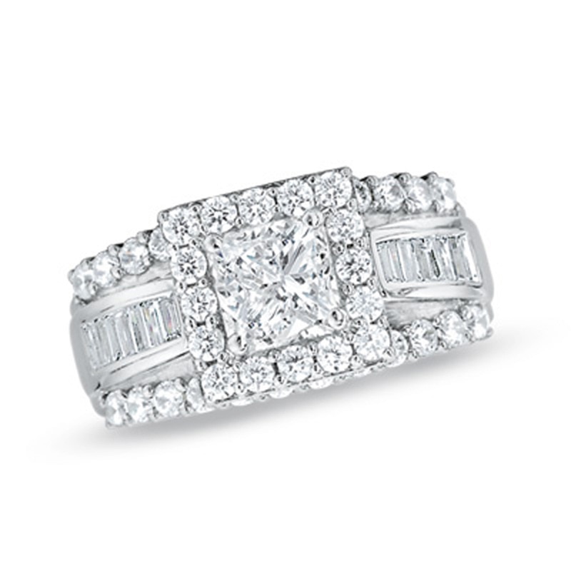 Main Image 1 of Previously Owned - 1 CT. T.W. Princess-Cut Diamond Frame Engagement Ring in 14K White Gold