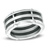 Thumbnail Image 0 of Previously Owned - Men's 10.0mm Comfort Fit Riveted Stainless Steel and Black IP Wedding Band