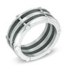 Thumbnail Image 2 of Previously Owned - 10.0mm Comfort Fit Riveted Stainless Steel and Black IP Wedding Band