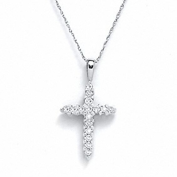 Previously Owned - 1/5 CT. T.w. Diamond Cross Pendant in 10K White Gold