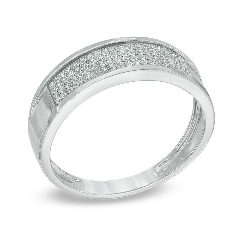 Main Image 2 of Previously Owned - 1/4 CT. T.W. Diamond Multi-Row Band in 10K White Gold
