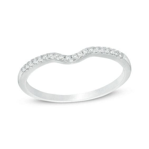 Previously Owned - 1/10 CT. T.w. Diamond Contour Wedding Band in 10K White Gold