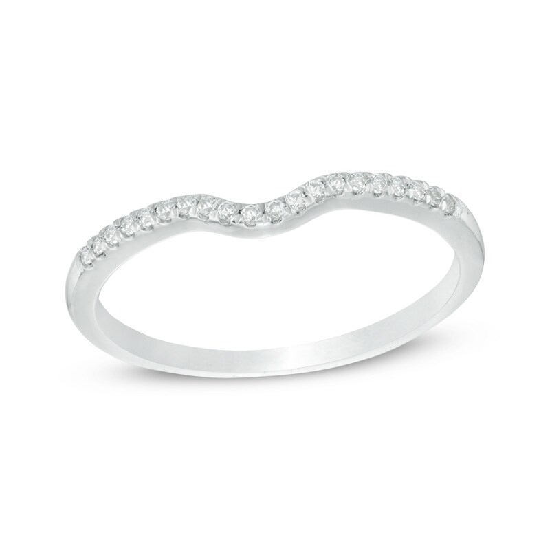 Main Image 1 of Previously Owned - 1/10 CT. T.W. Diamond Contour Wedding Band in 10K White Gold