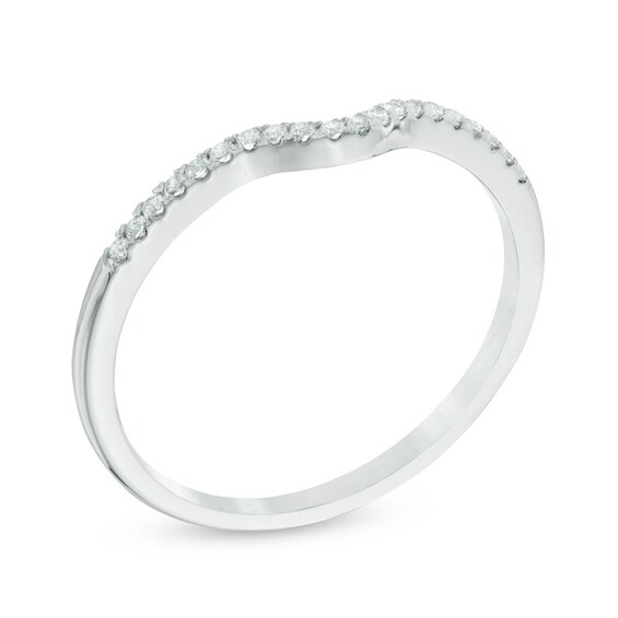 Previously Owned - 1/10 CT. T.w. Diamond Contour Wedding Band in 10K White Gold