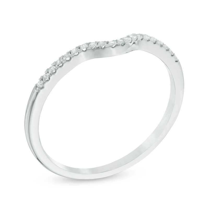 Main Image 2 of Previously Owned - 1/10 CT. T.W. Diamond Contour Wedding Band in 10K White Gold