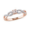Thumbnail Image 1 of Previously Owned - 3.5mm Morganite and 1/20 CT. T.W. Diamond Twine Promise Ring in Rose Rhodium Sterling Silver