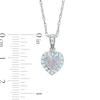 Thumbnail Image 3 of Previously Owned - Heart-Shaped Lab-Created Opal and White Sapphire Pendant, Ring and Earrings Set in Sterling Silver