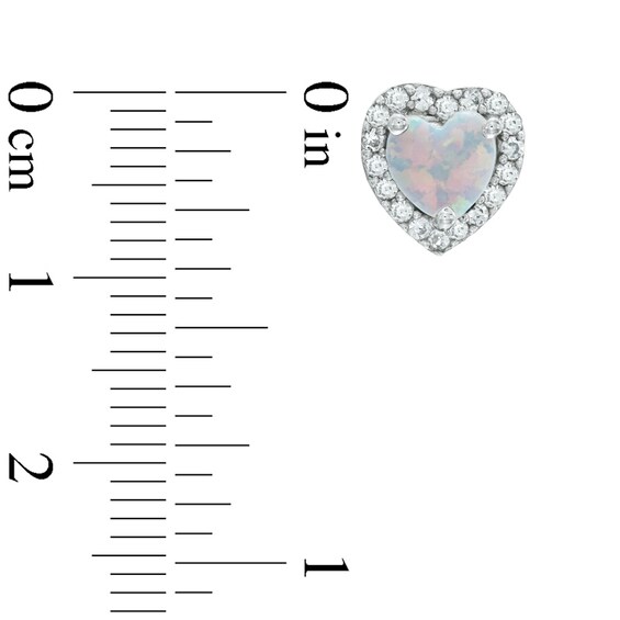 Previously Owned - Heart-Shaped Lab-Created Opal and White Sapphire Pendant, Ring and Earrings Set in Sterling Silver