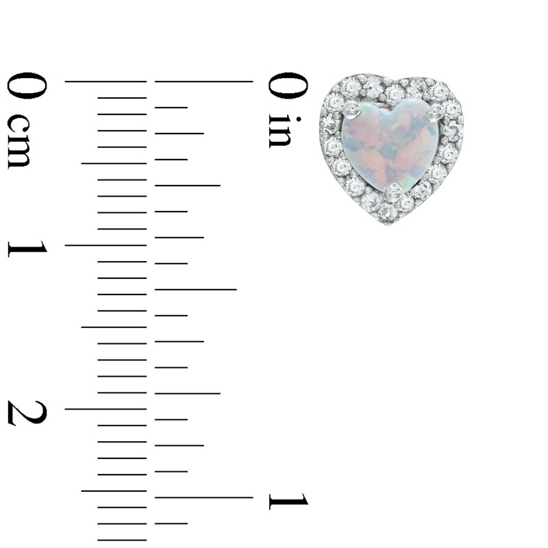 Main Image 4 of Previously Owned - Heart-Shaped Lab-Created Opal and White Sapphire Pendant, Ring and Earrings Set in Sterling Silver