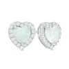 Thumbnail Image 0 of Previously Owned - 6.0mm Heart-Shaped Lab-Created Opal and White Sapphire Frame Stud Earrings in Sterling Silver