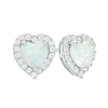 Thumbnail Image 1 of Previously Owned - 6.0mm Heart-Shaped Lab-Created Opal and White Sapphire Frame Stud Earrings in Sterling Silver