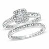 Thumbnail Image 1 of Previously Owned - 1/2 CT. T.W. Princess-Cut Diamond Double Frame Bridal Set in 10K White Gold