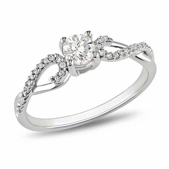 Previously Owned - 3/8 CT. T.w. Diamond Twine Engagement Ring in 10K White Gold