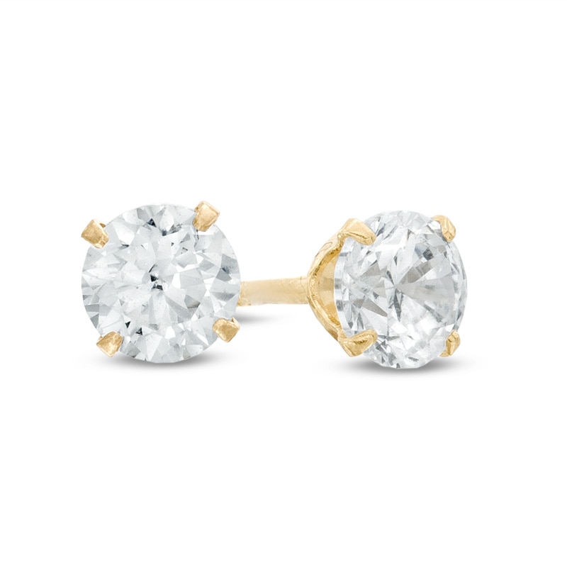 Main Image 1 of Previously Owned - 4.0mm Cubic Zirconia Stud Earrings in 14K Gold