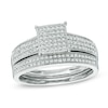 Thumbnail Image 1 of Previously Owned - 1/3 CT. T.W. Diamond Square Composite Vintage-Style Bridal Set in 10K White Gold