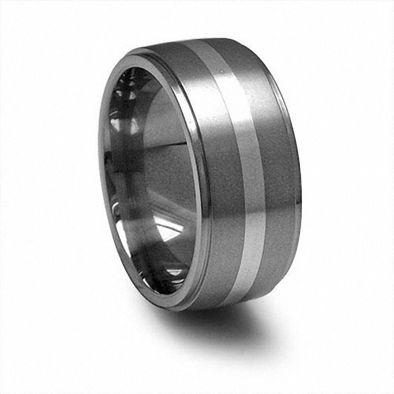 Main Image 1 of Previously Owned - Edward Mirell 10.0mm Wedding Band in Titanium and Sterling Silver