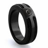 Thumbnail Image 1 of Previously Owned - Midnight Cable by Edward Mirell Black Spinel Wedding Band in Black Titanium and Sterling Silver