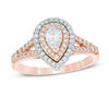 Thumbnail Image 1 of Previously Owned - 1 CT. T.W. Pear-Shaped Diamond Double Frame Engagement Ring in 14K Two-Tone Gold