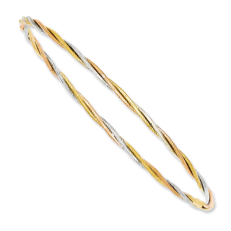 Main Image 1 of Previously Owned - Twist Slip-On Bangle in 14K Tri-Tone Gold - 7.25"