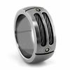 Thumbnail Image 1 of Previously Owned - Cable Sport by Edward Mirell 9.5mm Grey Titanium Double Cable Ring with Black Spinel