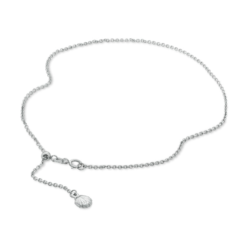 Main Image 1 of Previously Owned - Seashell Adjustable Cable Anklet in 14K White Gold - 11"