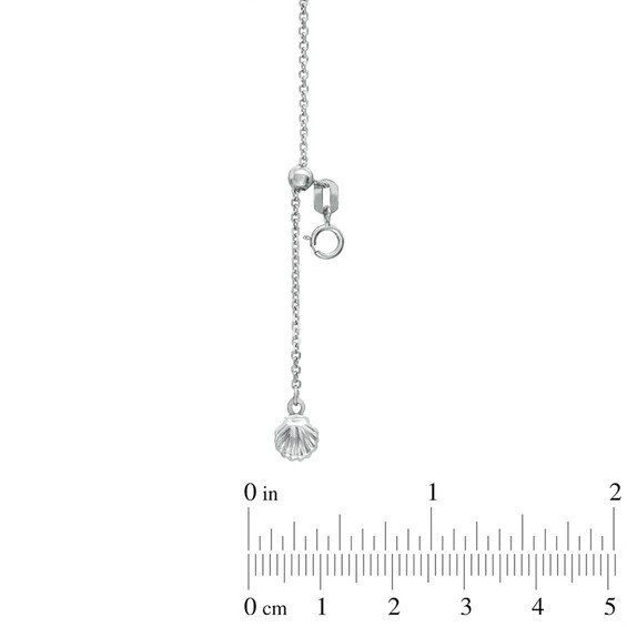 Previously Owned - Seashell Adjustable Cable Anklet in 14K White Gold - 11"